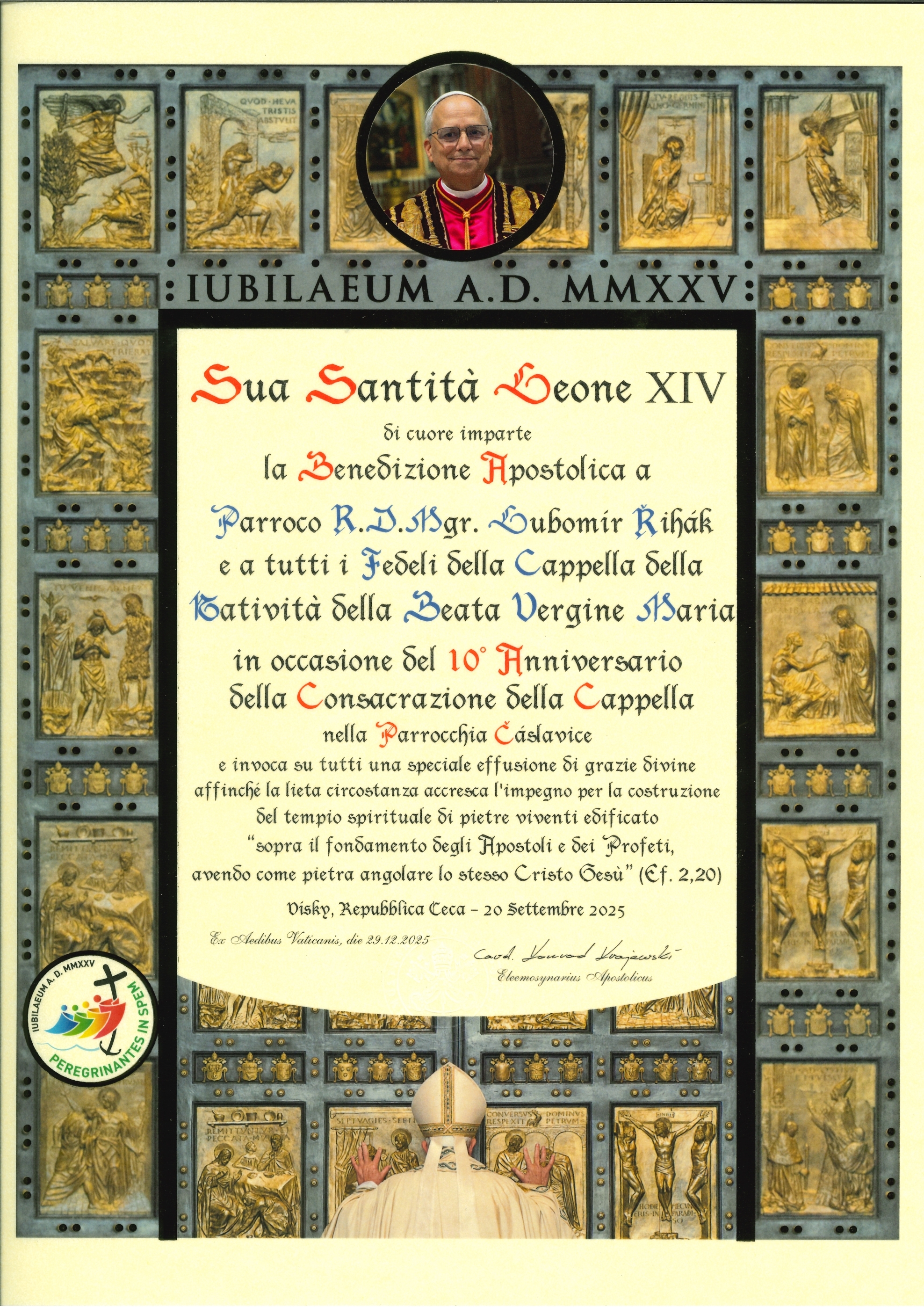 Apoštolské požehnání pro kapli Narození Panny Marie ve Vískách-1